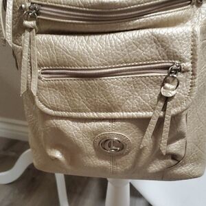 Gold Textured Crossbody with Shimmer Finish